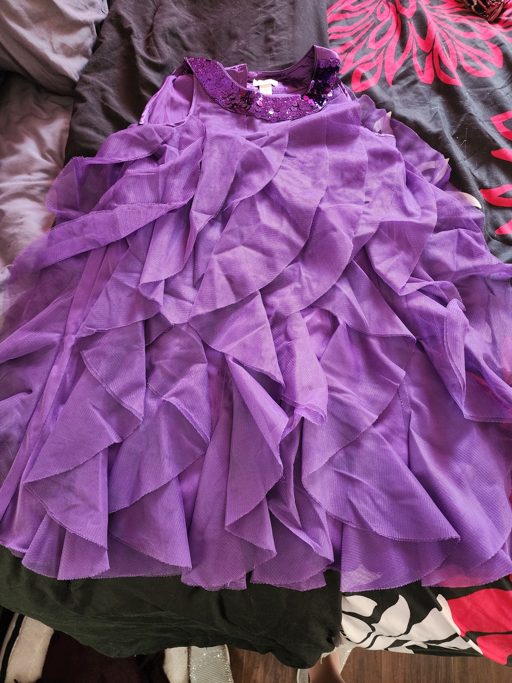 Place Purple Sequin Tiered Dress